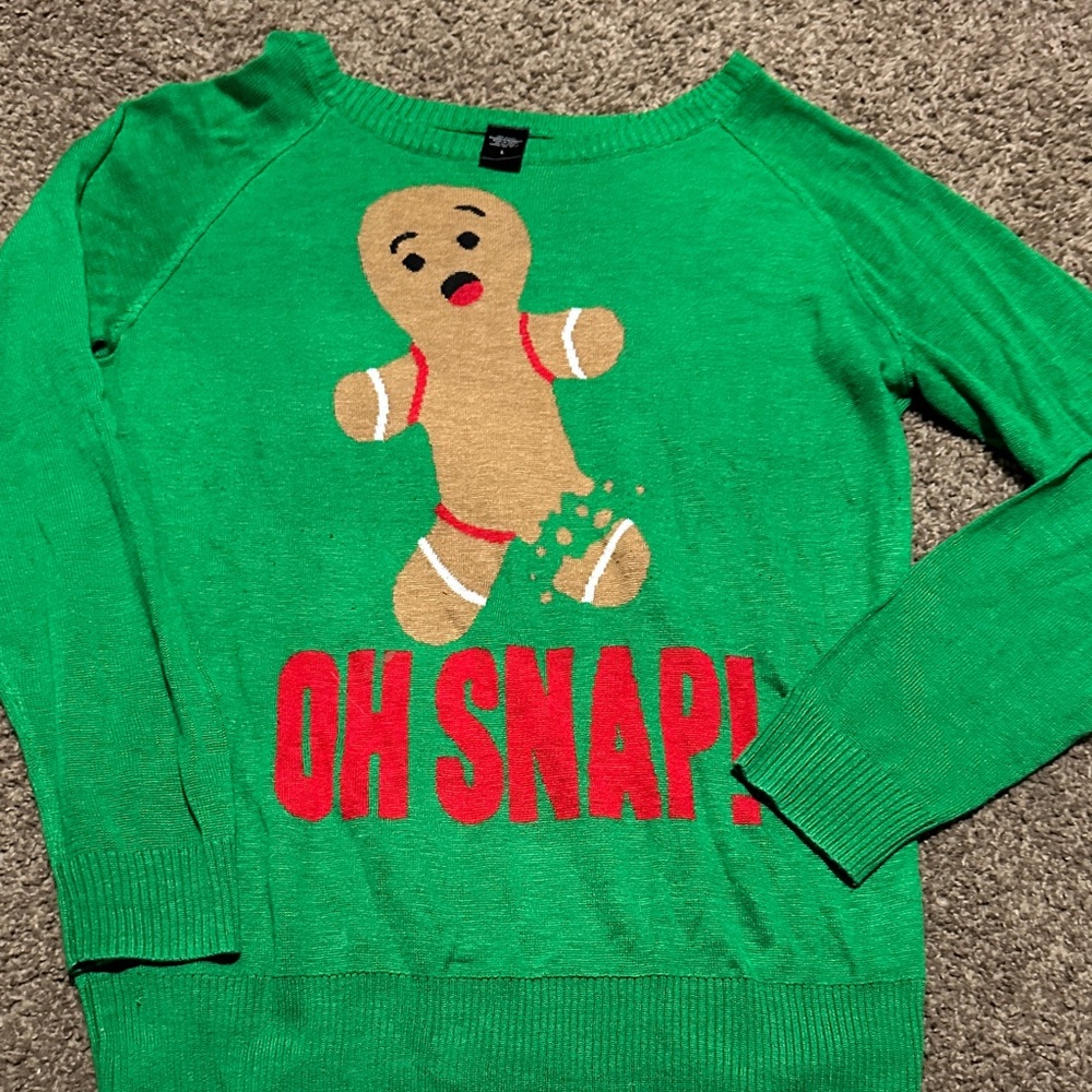 Lightweight Gingerbread Oh Snap Festive & Funny Christmas Sweater Women’s Large